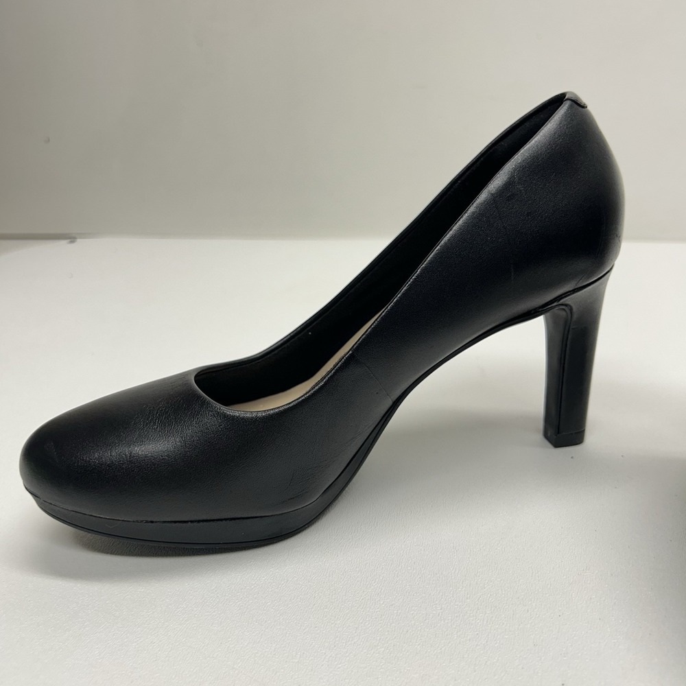 Clarks Ambyr Joy Black Leather Almond Toe Pumps Comfort Heels Work Office 6.5 M - Picture 7 of 15